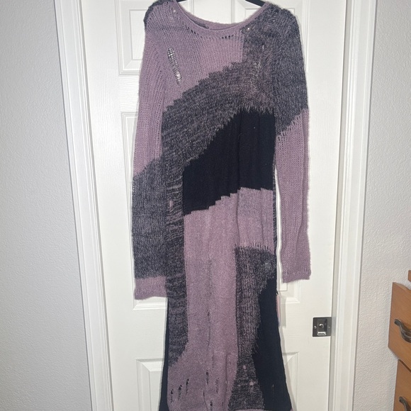 Cider Sweater Dress Women's Purple and Black - Picture 1 of 3